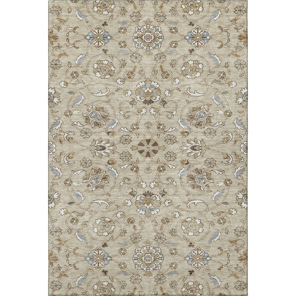 HomeRoots 5' X 8' Moroccan Washable Area Rug in Beige, Gray & Ivory - Stain-Resistant with UV Protection 686791