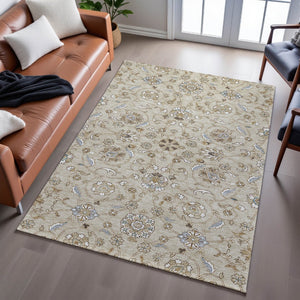 HomeRoots 8' X 10' Moroccan-Inspired Washable Area Rug in Beige, Gray, Ivory - UV Protected & Stain Resistant 686793
