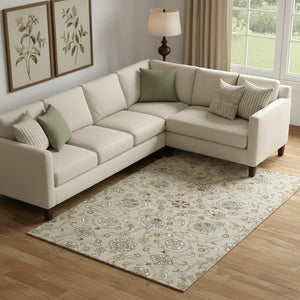 HomeRoots 9' X 12' Beige Gray Ivory Moroccan Washable Area Rug - Stylish, Durable, Stain Resistant & UV Protected 686794