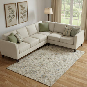 HomeRoots 10' Moroccan-Inspired Beige Gray Ivory Washable Area Rug with UV Protection for High-Traffic Homes 686795