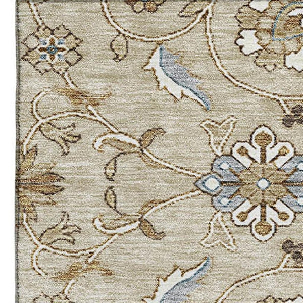 HomeRoots 10' Moroccan-Inspired Beige Gray Ivory Washable Area Rug with UV Protection for High-Traffic Homes 686795