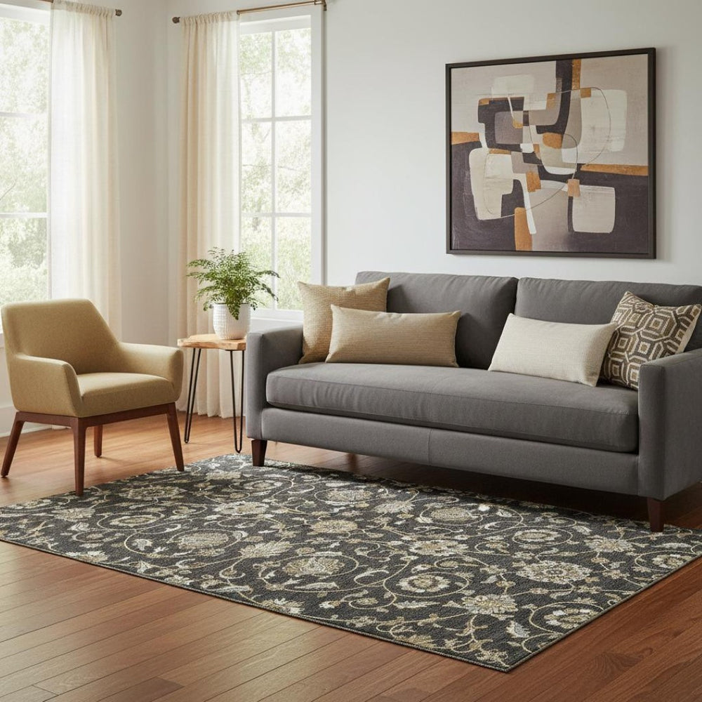 HomeRoots 5' X 8' Moroccan-Inspired Washable Area Rug with UV Protection, Stain Resistance & Soft Touch 686797