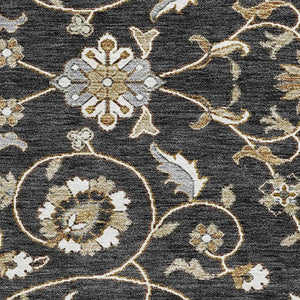 HomeRoots 8' X 10' Washable Moroccan Area Rug in Black, Ivory & Gray - Stain Resistant & UV Protected Design 686799