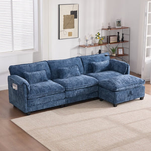 English Elm United Oversized 112" Modular Sectional Sofa - Modern Chenille Cloud Couch With Storage Ottoman & Usb Ports W1568S00190-GIGA