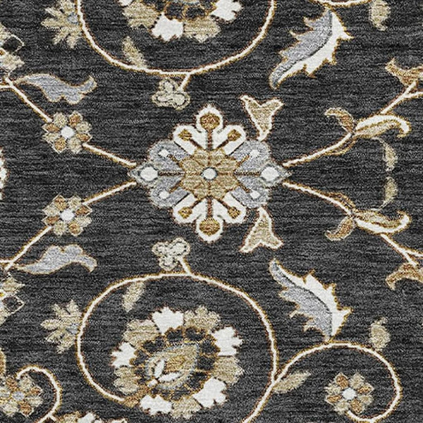 HomeRoots 9' X 12' Black Ivory Gray Moroccan Washable Area Rug - Durable, UV-Protected, Perfect for Homes! 686800