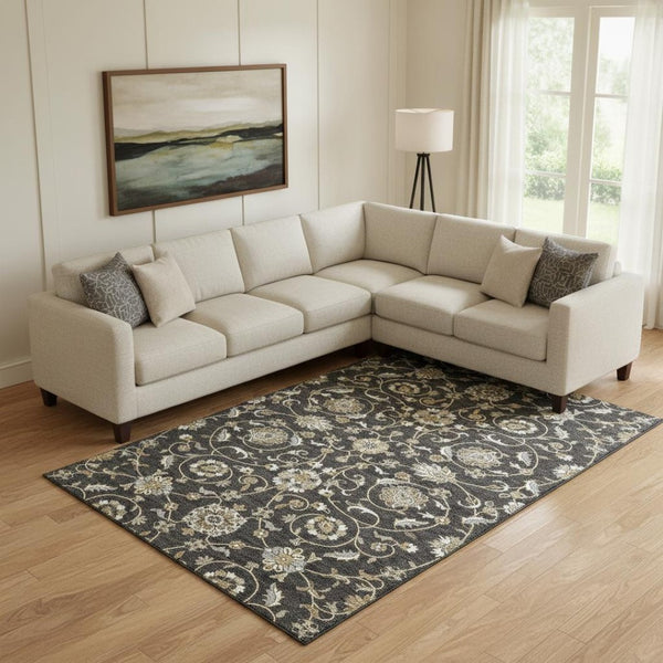 HomeRoots 10' Moroccan Washable Area Rug in Black, Ivory & Gray - UV Protected, Durable & Stylish Design 686801