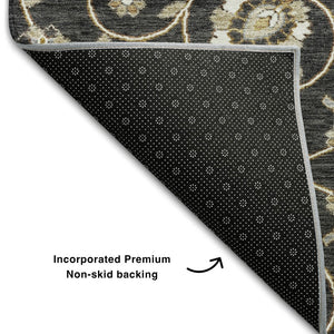 HomeRoots 10' Moroccan Washable Area Rug in Black, Ivory & Gray - UV Protected, Durable & Stylish Design 686801