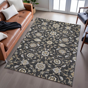 HomeRoots 10' Moroccan Washable Area Rug in Black, Ivory & Gray - UV Protected, Durable & Stylish Design 686801