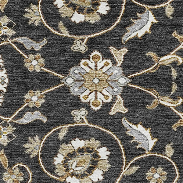 HomeRoots 10' Moroccan Washable Area Rug in Black, Ivory & Gray - UV Protected, Durable & Stylish Design 686801