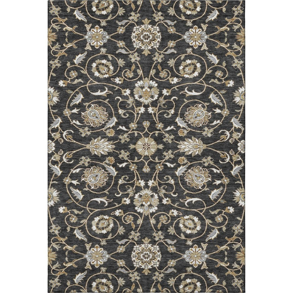 HomeRoots 10' Moroccan Washable Area Rug in Black, Ivory & Gray - UV Protected, Durable & Stylish Design 686801