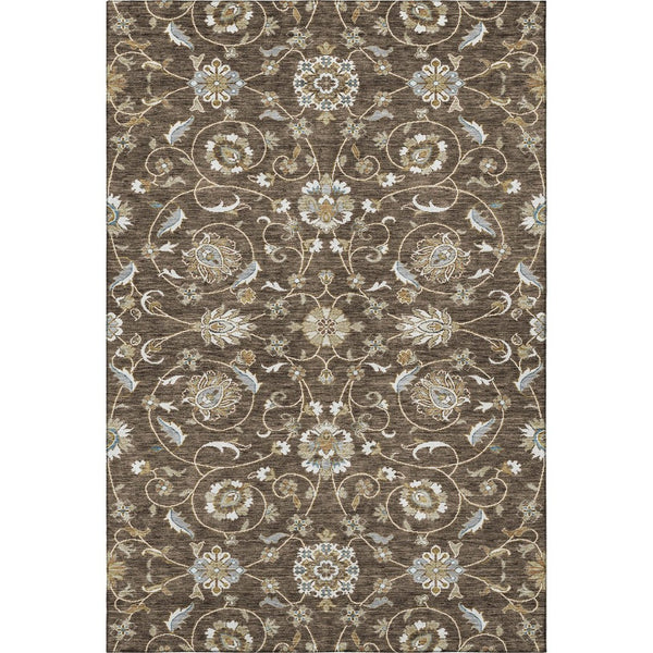 HomeRoots 5' X 8' Moroccan Washable Area Rug in Chocolate, Ivory & Gray with UV Protection for High-Traffic Areas 686803