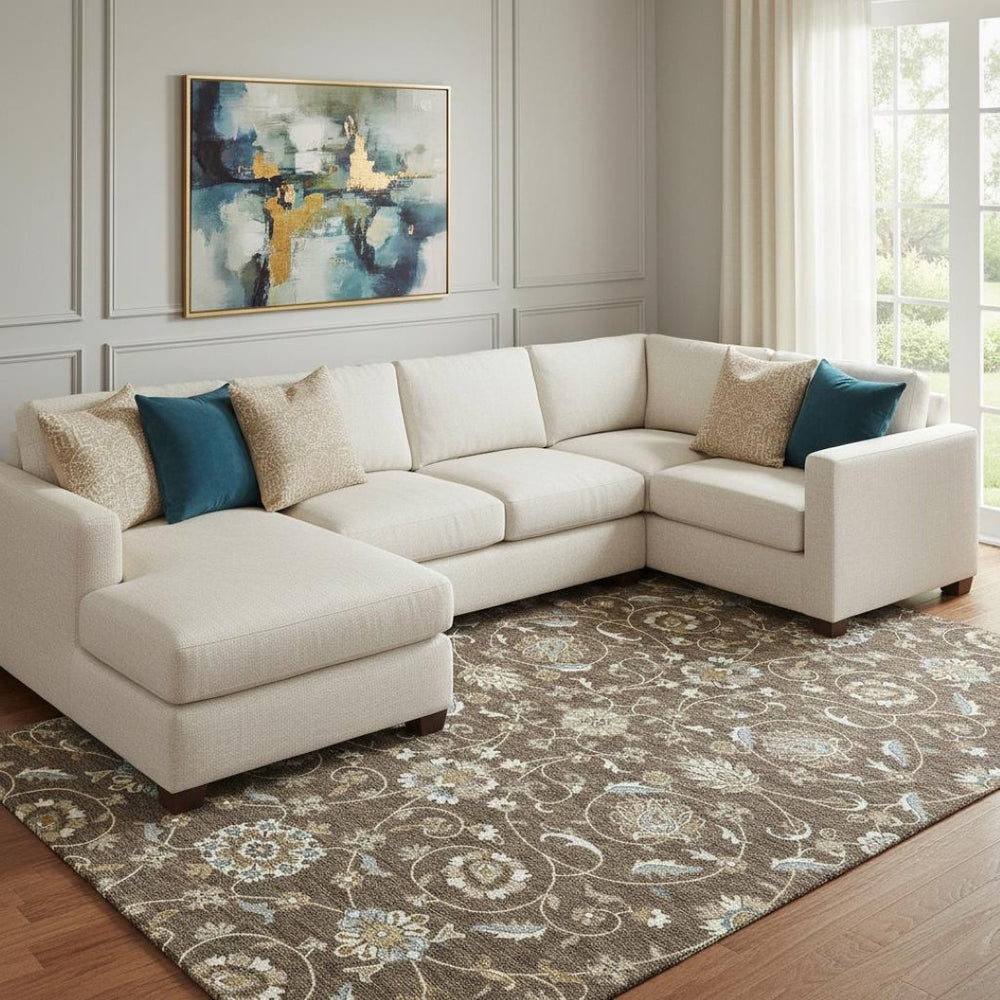 HomeRoots 8' X 10' Moroccan-Inspired Chocolate Ivory Gray Area Rug - Washable, UV Protected & Durable Design 686805