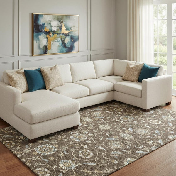 HomeRoots 8' X 10' Moroccan-Inspired Chocolate Ivory Gray Area Rug - Washable, UV Protected & Durable Design 686805