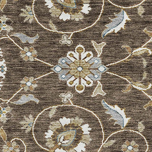 HomeRoots 8' X 10' Moroccan-Inspired Chocolate Ivory Gray Area Rug - Washable, UV Protected & Durable Design 686805