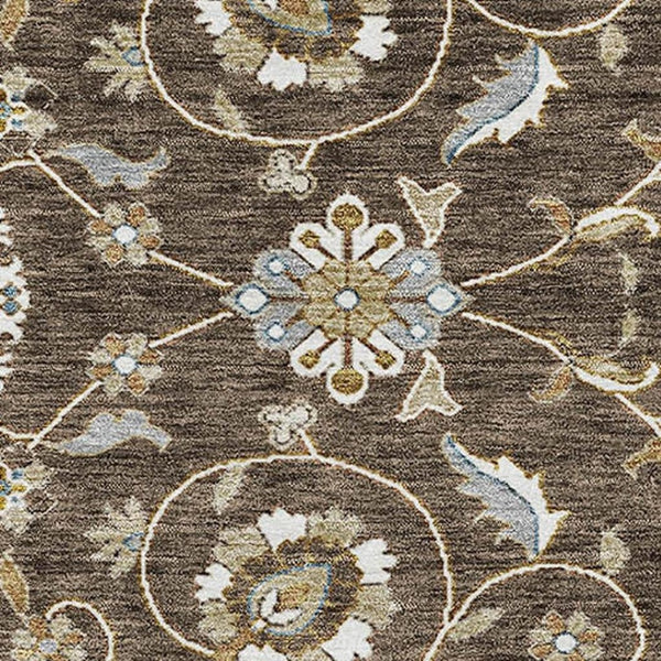 HomeRoots 8' X 10' Moroccan-Inspired Chocolate Ivory Gray Area Rug - Washable, UV Protected & Durable Design 686805