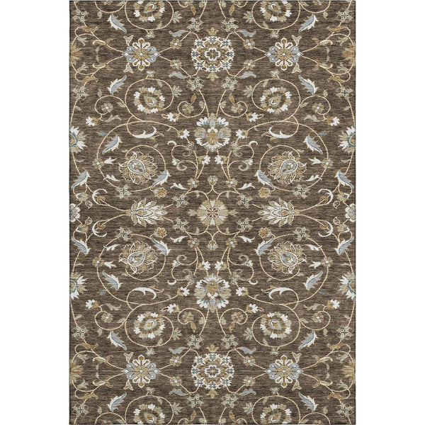 HomeRoots 9' X 12' Moroccan Area Rug in Chocolate, Ivory & Gray - Washable, UV-Protected, Family-Friendly Design 686806
