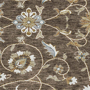 HomeRoots 9' X 12' Moroccan Area Rug in Chocolate, Ivory & Gray - Washable, UV-Protected, Family-Friendly Design 686806
