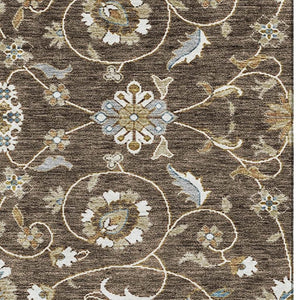 HomeRoots 9' X 12' Moroccan Area Rug in Chocolate, Ivory & Gray - Washable, UV-Protected, Family-Friendly Design 686806