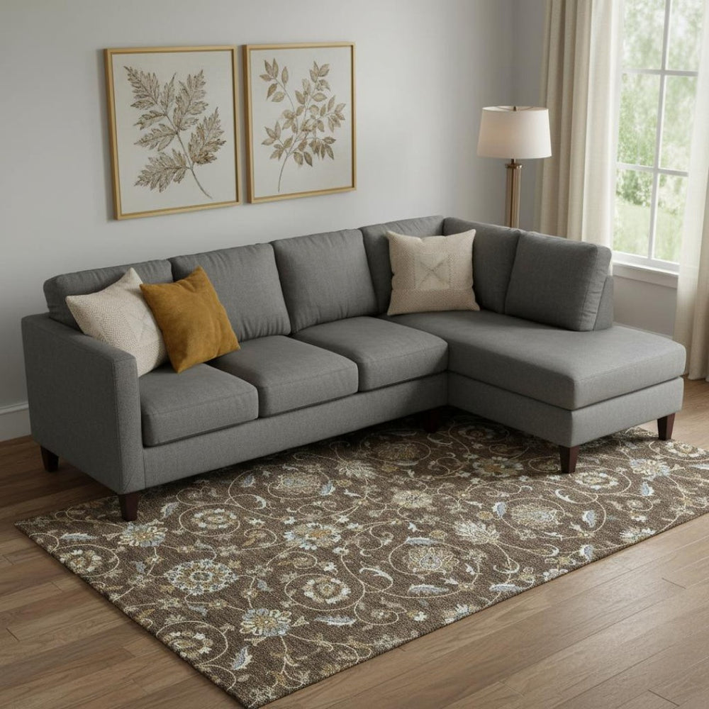 HomeRoots 10' X 14' Moroccan Area Rug in Chocolate, Ivory & Gray – Washable, UV Protected, Stylish Home Accent 686807