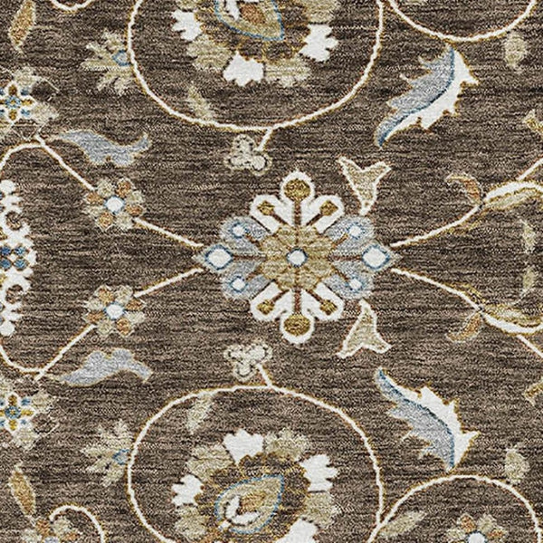 HomeRoots 10' X 14' Moroccan Area Rug in Chocolate, Ivory & Gray – Washable, UV Protected, Stylish Home Accent 686807