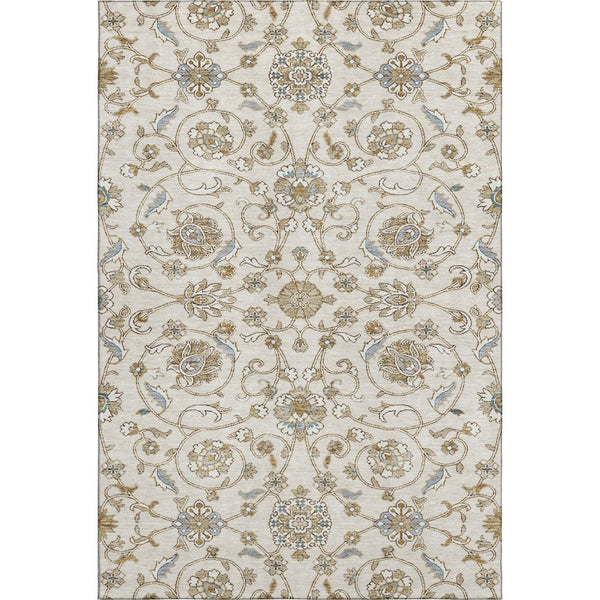 HomeRoots 5' X 8' Ivory Copper Gray Moroccan Area Rug - Washable, Stain Resistant, UV Protected for Durability 686809