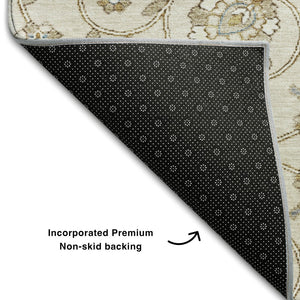 HomeRoots 5' X 8' Ivory Copper Gray Moroccan Area Rug - Washable, Stain Resistant, UV Protected for Durability 686809