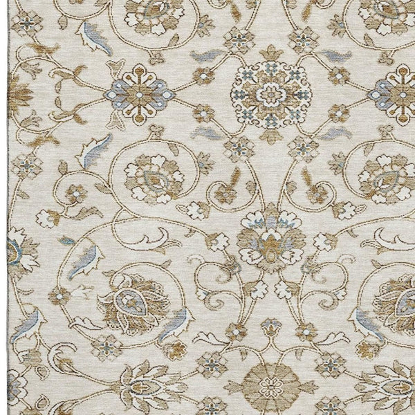 HomeRoots 5' X 8' Ivory Copper Gray Moroccan Area Rug - Washable, Stain Resistant, UV Protected for Durability 686809