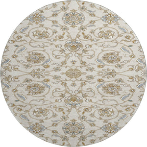 HomeRoots 8' Moroccan Washable Round Rug in Ivory, Copper & Gray - UV Protected, Stain Resistant, Soft & Stylish 686810
