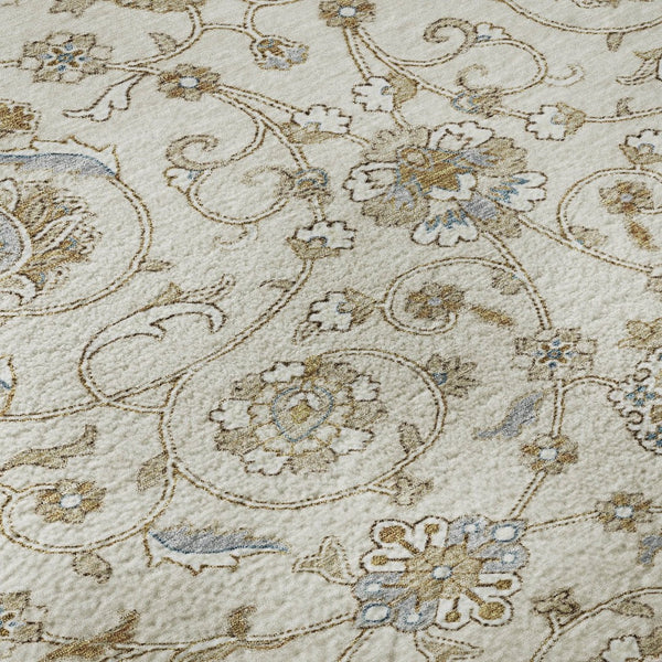 HomeRoots 8' X 10' Moroccan-Inspired Ivory, Copper & Gray Washable Area Rug with UV Protection & Durability 686811