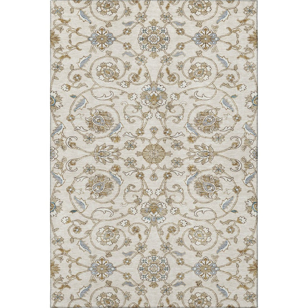 HomeRoots 8' X 10' Moroccan-Inspired Ivory, Copper & Gray Washable Area Rug with UV Protection & Durability 686811