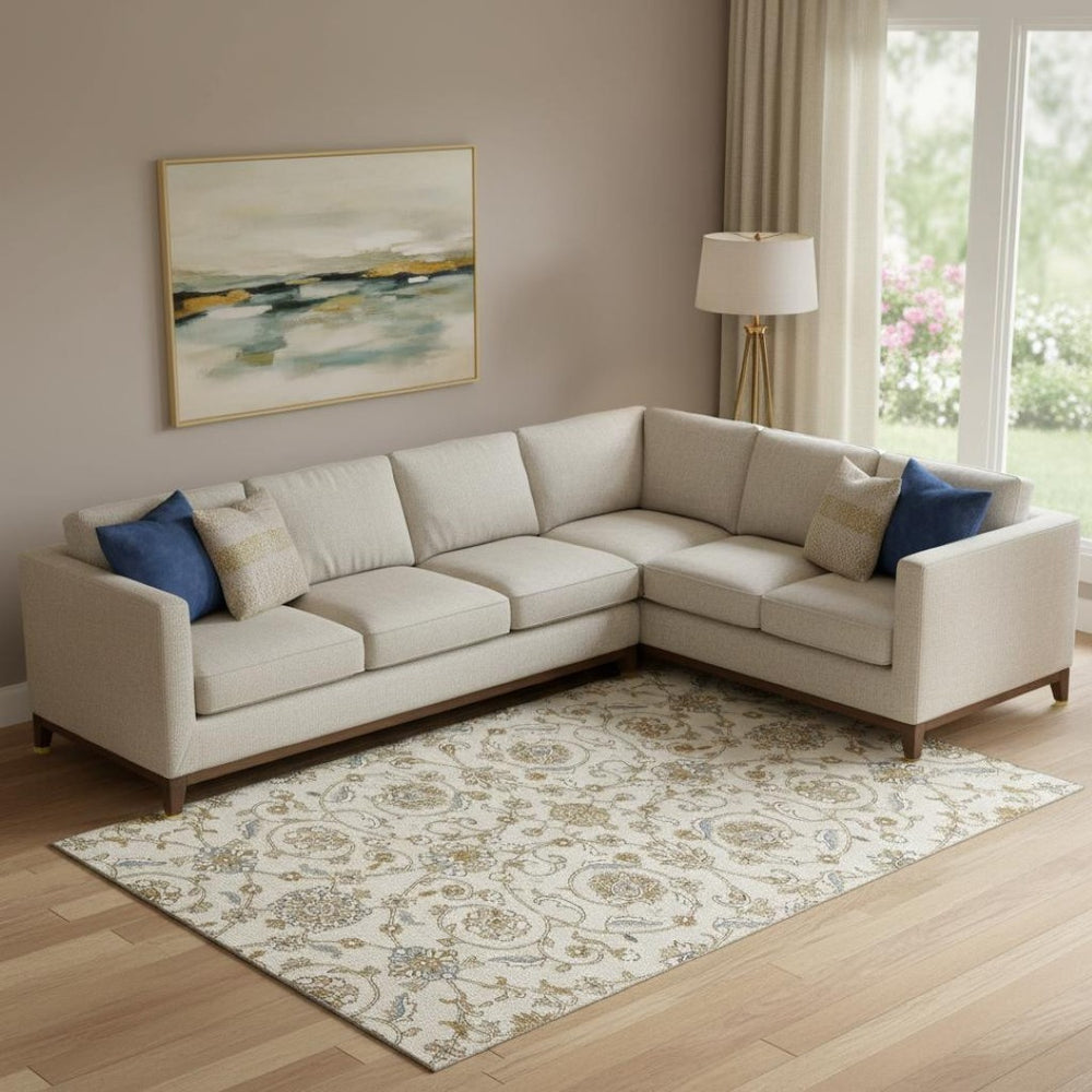 HomeRoots 9' X 12' Ivory Copper Gray Moroccan Area Rug - Stylish, Washable, UV-Resistant for Modern Homes 686812