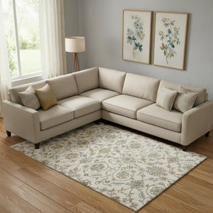 HomeRoots 10' X 14' Ivory Copper Gray Moroccan Area Rug - Washable, Durable, UV Protected & Stain Resistant! 686813