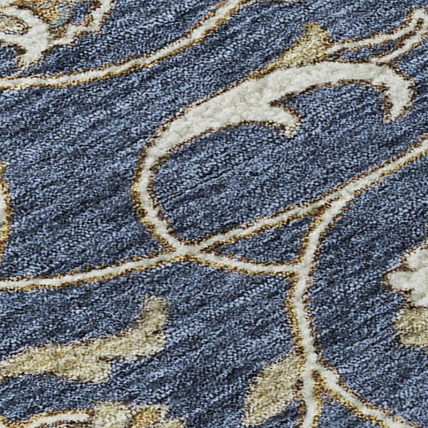 HomeRoots 5' X 8' Moroccan-Inspired Washable Area Rug in Navy Blue, Beige & Ivory – Stain Resistant & UV Protected 686815