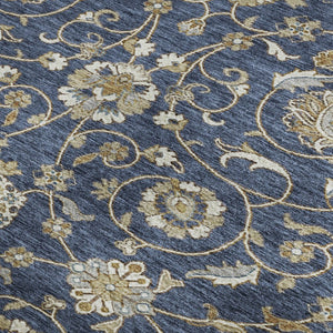 HomeRoots 5' X 8' Moroccan-Inspired Washable Area Rug in Navy Blue, Beige & Ivory – Stain Resistant & UV Protected 686815