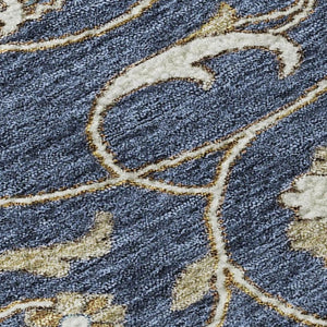 HomeRoots 8' X 10' Navy Blue Beige Ivory Moroccan Area Rug - Washable, UV Protected, Durable for Busy Homes 686817