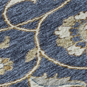 HomeRoots 9' X 12' Moroccan-Inspired Washable Area Rug in Navy Blue, Beige & Ivory - Durable, UV-Protected, Stylish! 686818