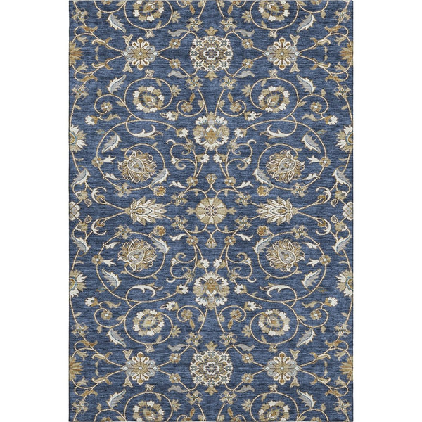 HomeRoots 10' X 14' Moroccan-Inspired Washable Area Rug in Navy, Beige & Ivory – UV Protected for Durability! 686819
