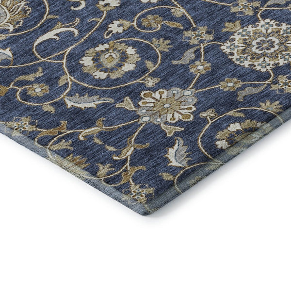 HomeRoots 10' X 14' Moroccan-Inspired Washable Area Rug in Navy, Beige & Ivory – UV Protected for Durability! 686819