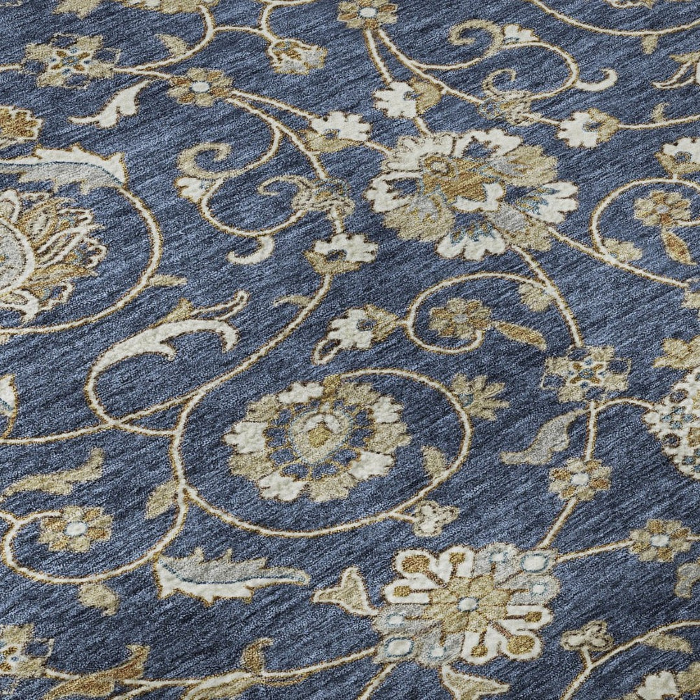 HomeRoots 10' X 14' Moroccan-Inspired Washable Area Rug in Navy, Beige & Ivory – UV Protected for Durability! 686819