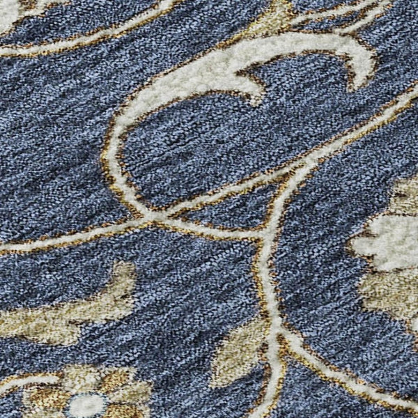 HomeRoots 10' X 14' Moroccan-Inspired Washable Area Rug in Navy, Beige & Ivory – UV Protected for Durability! 686819