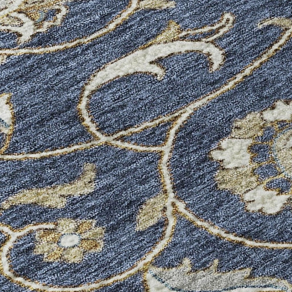 HomeRoots 10' X 14' Moroccan-Inspired Washable Area Rug in Navy, Beige & Ivory – UV Protected for Durability! 686819