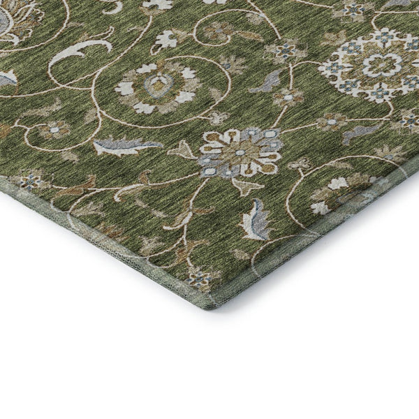 HomeRoots 5' X 8' Moroccan Area Rug in Olive Green, Gray & Beige - Stain-Resistant & UV-Protected for Durability 686821