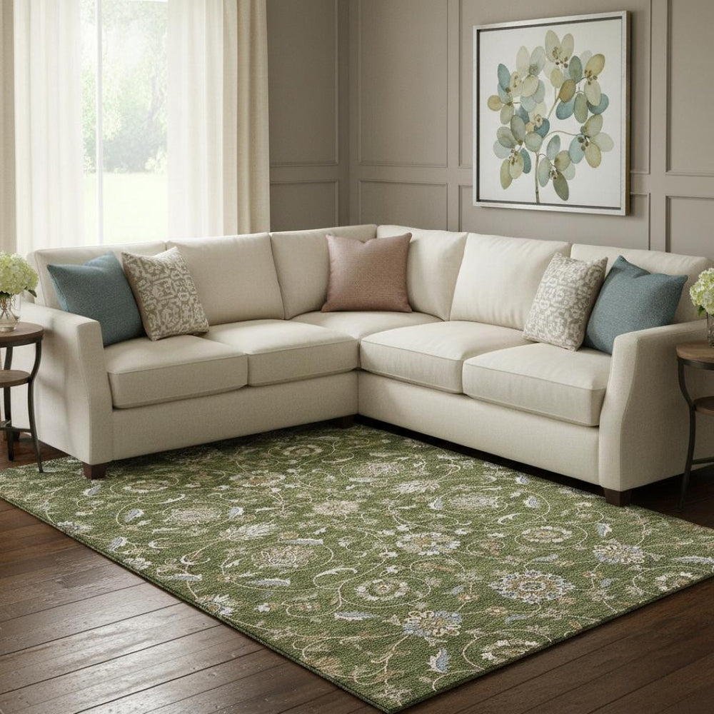 HomeRoots 8' X 10' Moroccan Washable Area Rug in Olive Green, Gray & Beige – Durable, Stylish & UV Protected! 686823