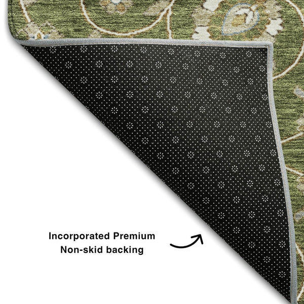 HomeRoots 8' X 10' Moroccan Washable Area Rug in Olive Green, Gray & Beige – Durable, Stylish & UV Protected! 686823