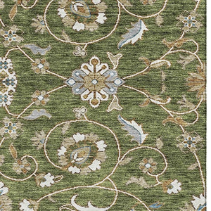 HomeRoots 8' X 10' Moroccan Washable Area Rug in Olive Green, Gray & Beige – Durable, Stylish & UV Protected! 686823