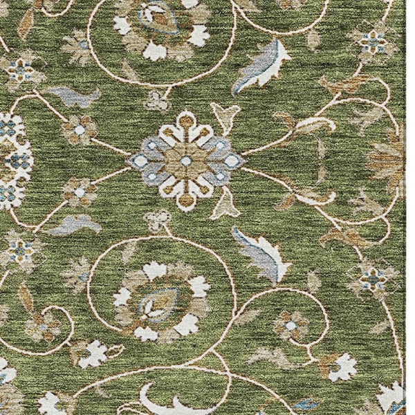 HomeRoots 8' X 10' Moroccan Washable Area Rug in Olive Green, Gray & Beige – Durable, Stylish & UV Protected! 686823