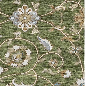 HomeRoots 9' X 12' Moroccan-Inspired Washable Area Rug in Olive Green, Gray, and Beige with UV Protection 686824