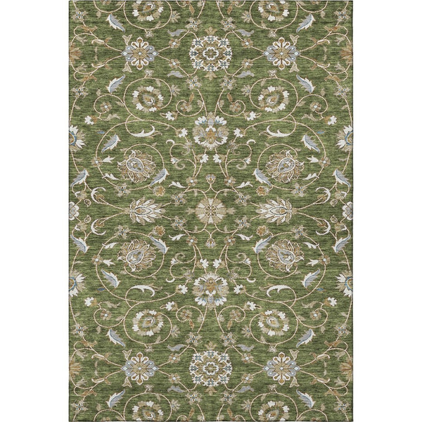 HomeRoots 10' Moroccan Washable Area Rug in Olive Green, Gray & Beige - UV Protection, Stain Resistant & Durable 686825