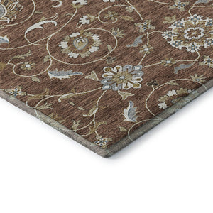 HomeRoots 8' Stylish Rust Gray and Ivory Moroccan Round Rug – Washable, UV Protected, Ideal for High-Traffic Areas 686828