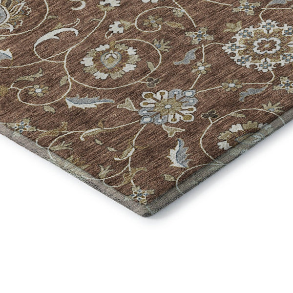 HomeRoots 8' Stylish Rust Gray and Ivory Moroccan Round Rug – Washable, UV Protected, Ideal for High-Traffic Areas 686828